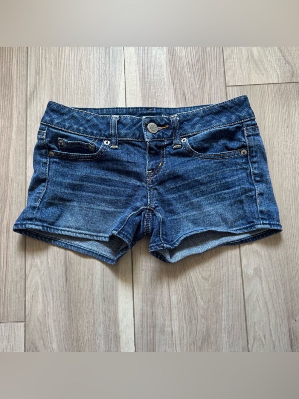 Low rise American Eagle Outfitters Dark Blue Denim Cutoff Shorts